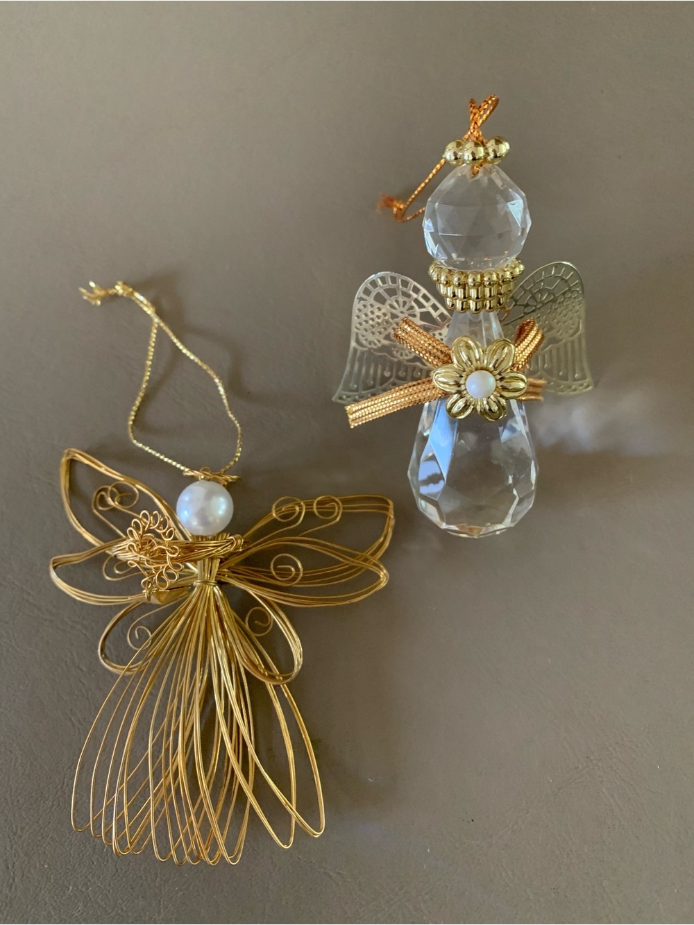 Gold and Crystal Angel Ornaments